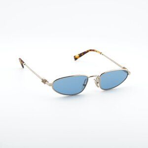 Miu Miu MUA52S ZVN60O Sunglasses Gold Cat Eye Frame, Blue Lenses
